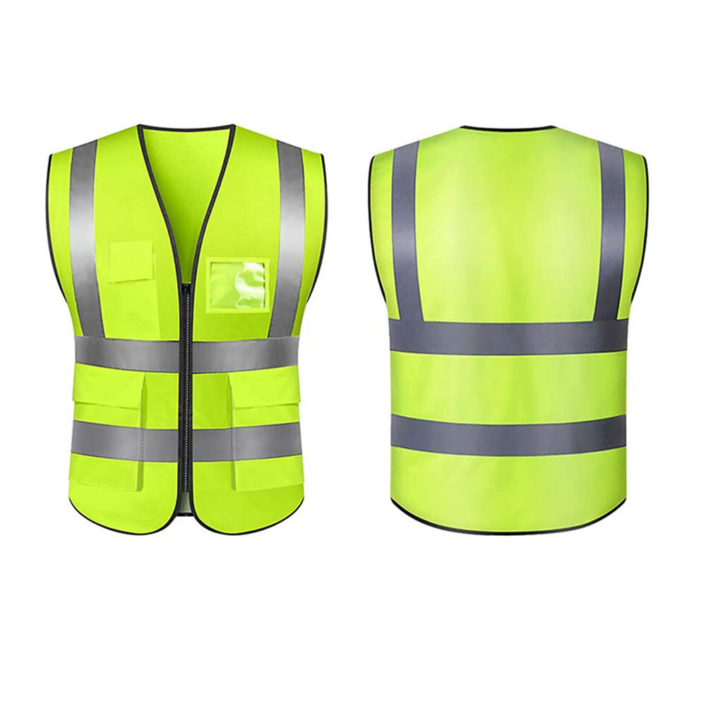 National Apparels Customized Black Reflective Safety Vest Company Logo With Pockets Custom Color Fluorescent Visibility Work Class 2 Safety Vest